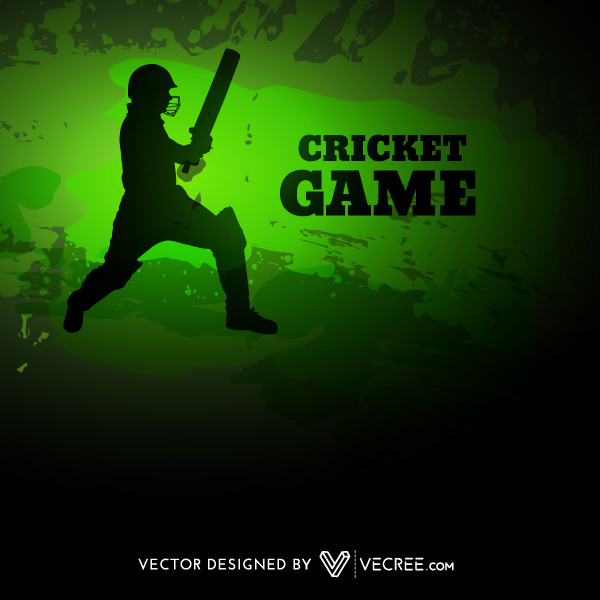 600x600 Green Cricket Game Background With Batsman Free Vector Free