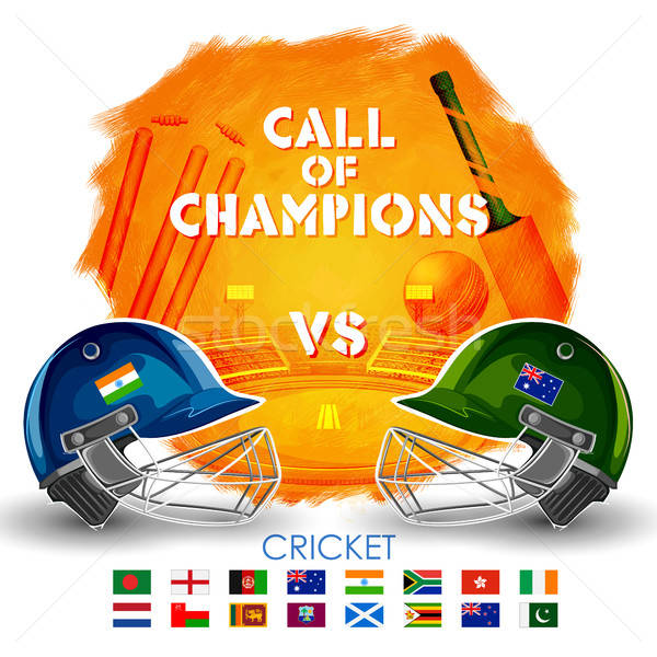 600x600 Player Helmet On Cricket Background Vector Illustration