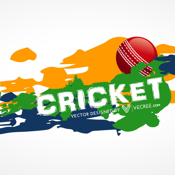 600x600 Cricket Background With Color Spill And Red Ball Free Vector