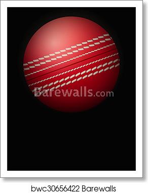 292x382 Dark Background Of Cricket Ball Vector Illustration, Art Print