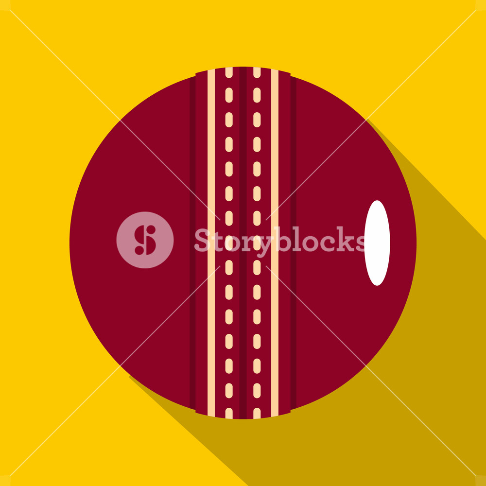 1000x1000 Red Leather Cricket Ball Icon Flat Illustration Of Red Leather