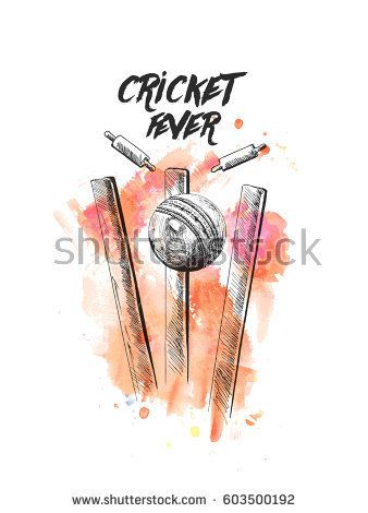 338x470 Cricket Ball Hitting Bowling Over Wicket Freehand Sketch Graphic