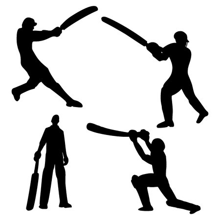 450x450 Cricket Players Silhouette Batsman And Bowler Vector
