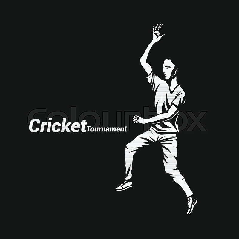 800x800 Cricketer Bowling A Ball On Black Stock Vector Colourbox