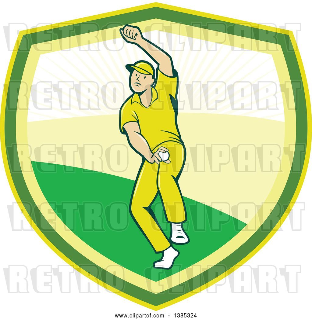 1024x1044 Vector Clip Art Of Retro Cartoon White Male Cricket Player Fast
