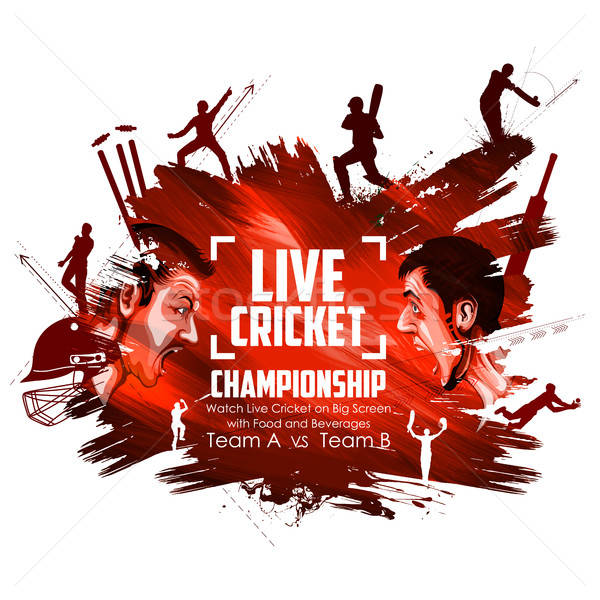 600x600 Batsman And Bowler Playing Cricket Championship Vector