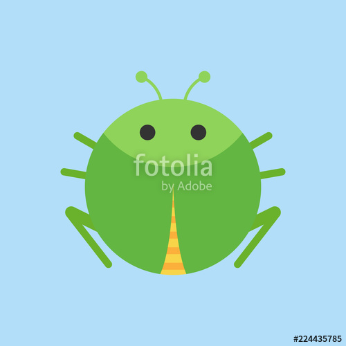 500x500 Cute Grasshopper Round Vector Graphic Icon Green Bush Cricket