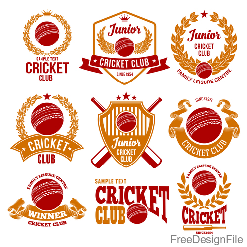 500x500 Cricket Club Labels With Logo Design Vector Free Download