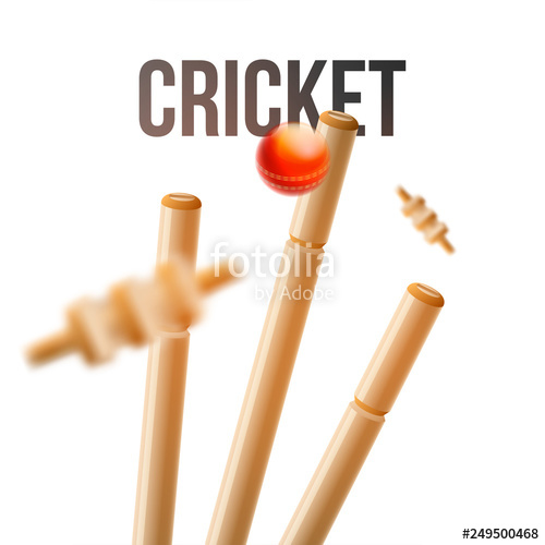 500x500 Close View Of Ball Hitting Wicket Stumps Illustration For Cricket