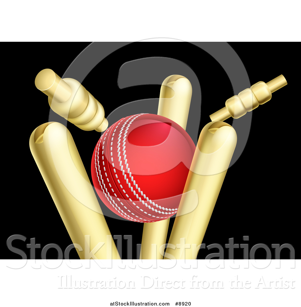 1024x1044 Vector Illustration Of A Cricket Ball Breaking Wicket Stumps