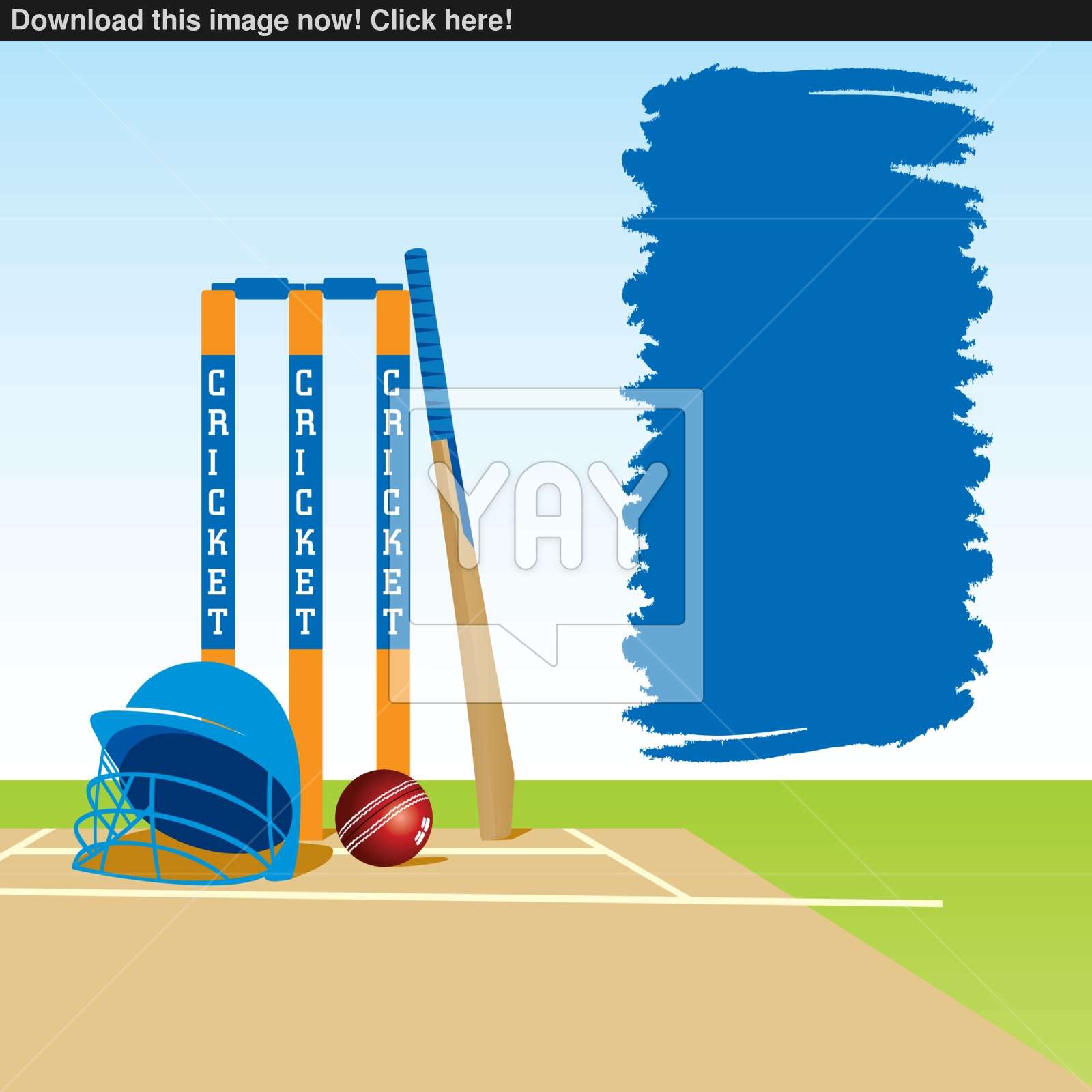 1600x1600 Cricket Ground With Stump Bat And Ball With Message Board Design