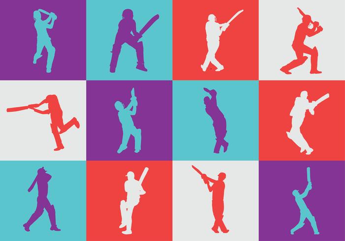 701x490 Cricket Player Silhouette Vector Pack