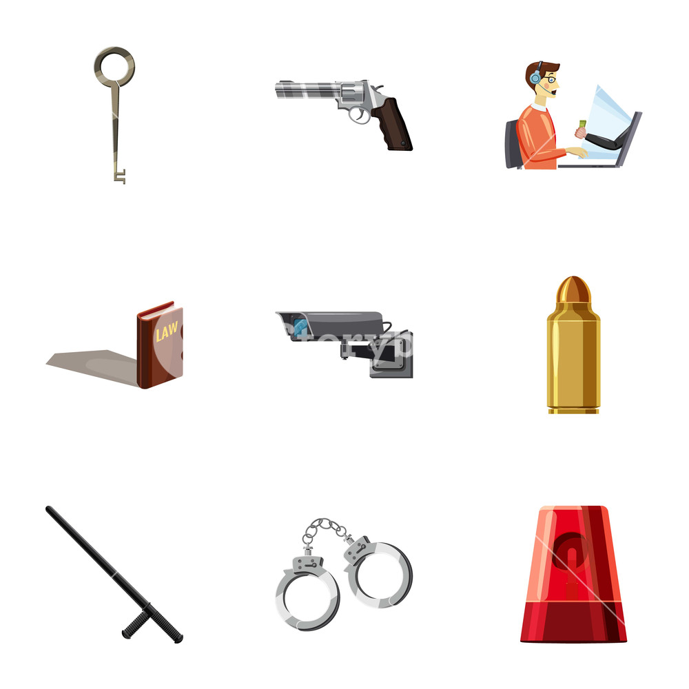 1000x1000 Crime Scene Icons Set Cartoon Set Of Crime Scene Vector Icons