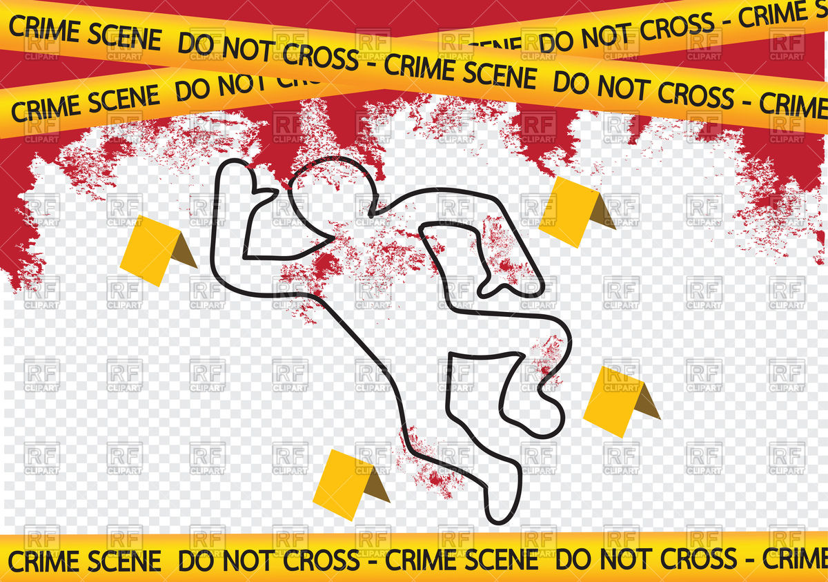 1200x843 Crime Scene With Blood, Danger Tapes Vector Image Of Objects