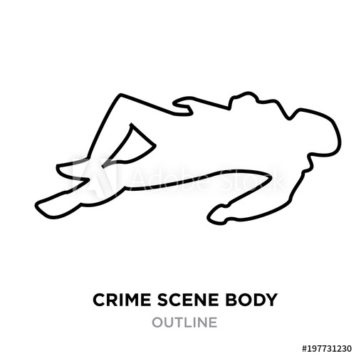 500x500 Crime Scene Body Outline On White Background, Vector Illustration
