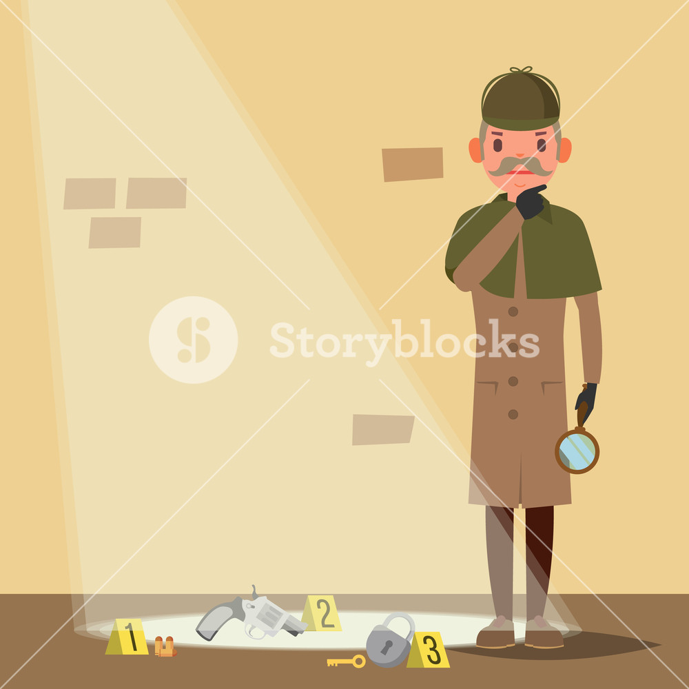 1000x1000 Crime Scene Vector Detective Character Man Crime Scene
