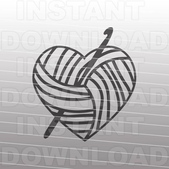 570x570 Crochet Filecrochet Heart Svgcrochet Hook Vector Etsy