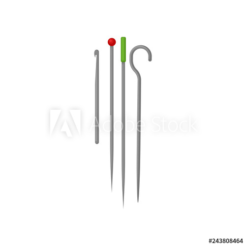 500x500 Flat Vectoe Set Of Various Knitting Needles And Metal Crochet Hook