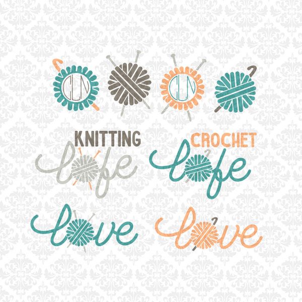 600x600 Knitting Knitter Crochet Crocheter Life Love Monogram Yarn Ball