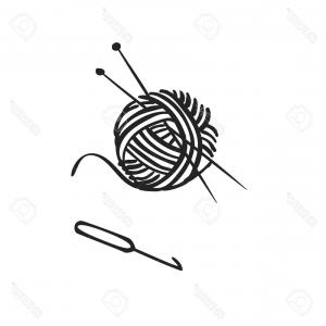 300x300 Photostock Vector Vector Hand Drawn Icon Of Knitting With Ball