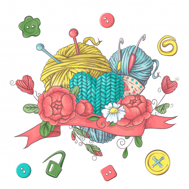 626x626 Set For Handmade Logo For Crocheting And Knitting Vector