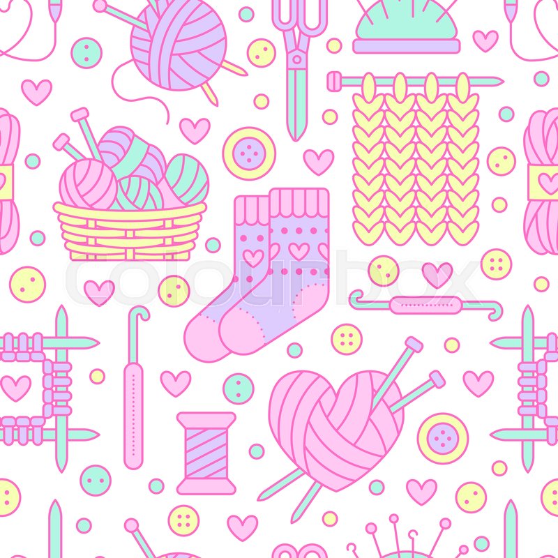 800x800 Knitting, Crochet Seamless Pattern Stock Vector Colourbox