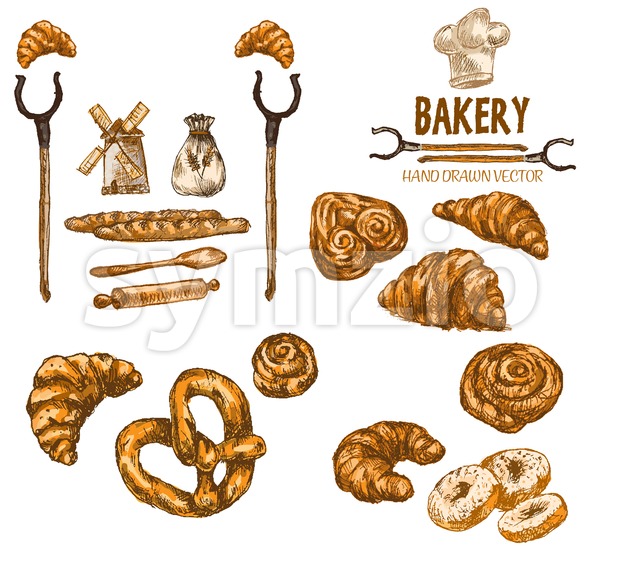 620x570 Digital Color Vector Detailed Line Art Golden Croissant, Vector