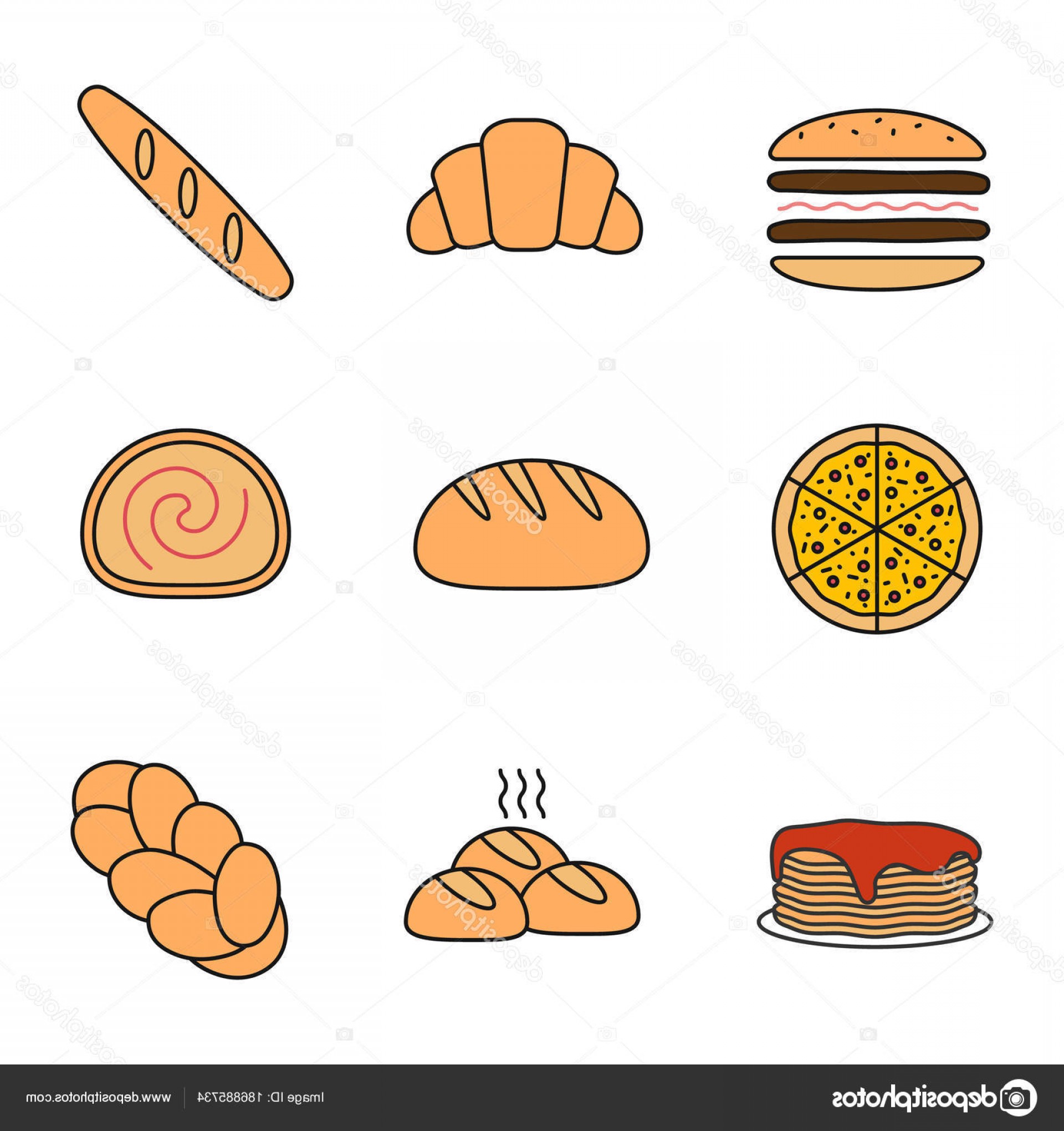 1920x2040 Stock Illustration Bakery Color Icon Burger Croissant Soidergi