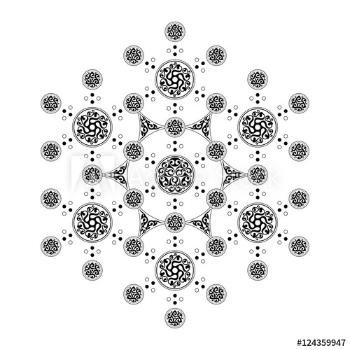 500x500 Black And White Pattern, Flower Of Life With Beautiful Celtic