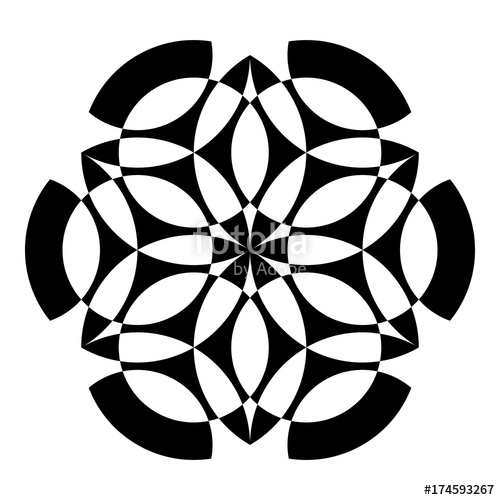 500x500 Vector Black And White Stencil, Alien Crop Circle, Sacred Geometry
