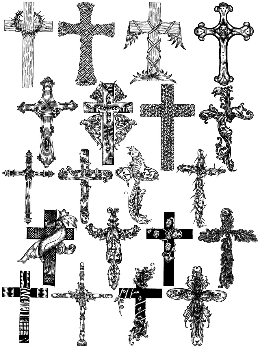 900x1200 Hand Drawn Cross Vector And Photoshop Brush Pack