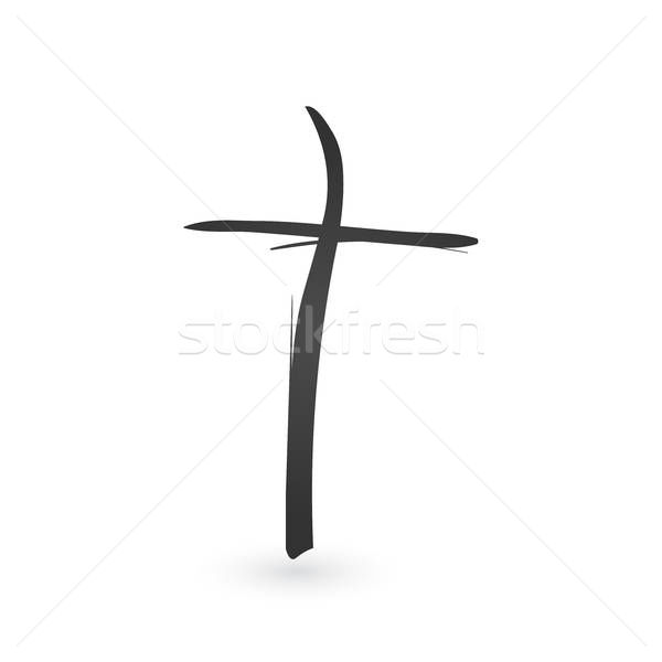 600x600 Hand Drawn Christian Cross Signs Brush Painted Black Icon Vector
