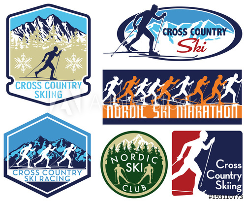 Cross Country Ski Nordic Skiing Editable Vector Badges Silhouette 500x410 Cross Country Ski Nordic Skiing Editable Vector Badges Silhouette