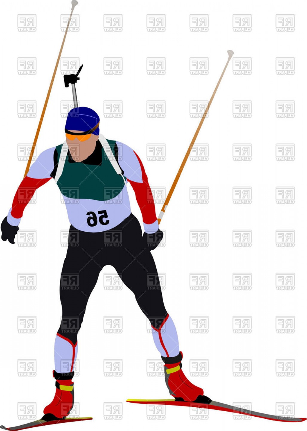 1027x1440 Biathlonist On Ski Vector Clipart Handandbeak