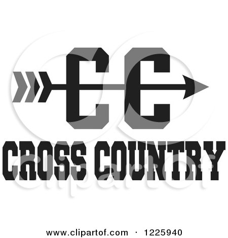 450x470 Clipart Of A Cc Arrow With Cross Country Running Text In Black