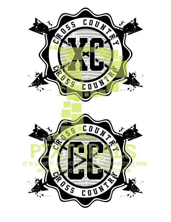 570x738 Cross Country Vector Xc Cc Medallion Logo Etsy
