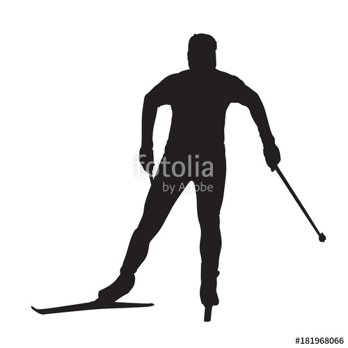 500x500 Cross Country Skier Isolated Vector Silhouette Front View Stock