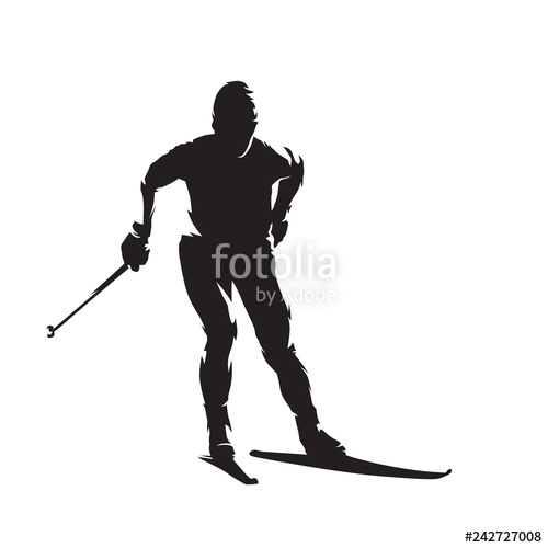 500x500 Cross Country Skiew, Nordic Skiing, Isolated Vector Silhouette