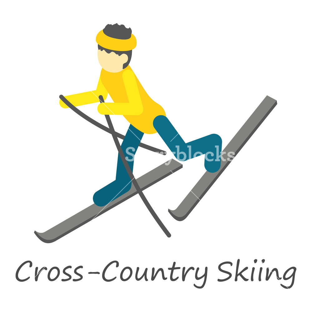1000x1000 Cross Country Skiing Icon Isometric Of Cross Country Skiing