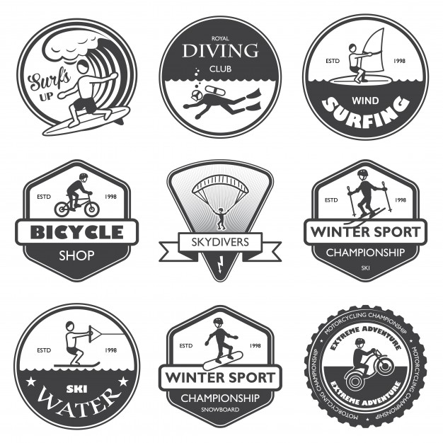 626x626 Vacation Travel Extreme Sports Labels Set Of Rafting Cross Country