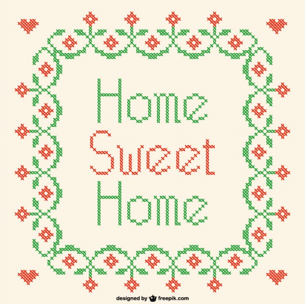626x625 Home Sweet Home Cross Stitch Vector Vector Free Download