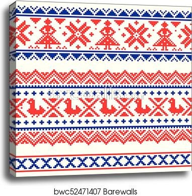 382x390 Sami Band Or Belrd Vector Design, Lapland Cross Stitch Vector