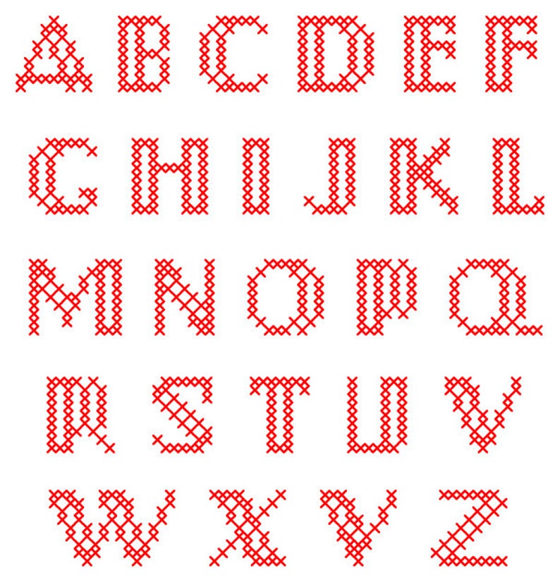 794x825 Vector Cross Stitch Pixel Alphabets Capitals Digital Graphics Etsy