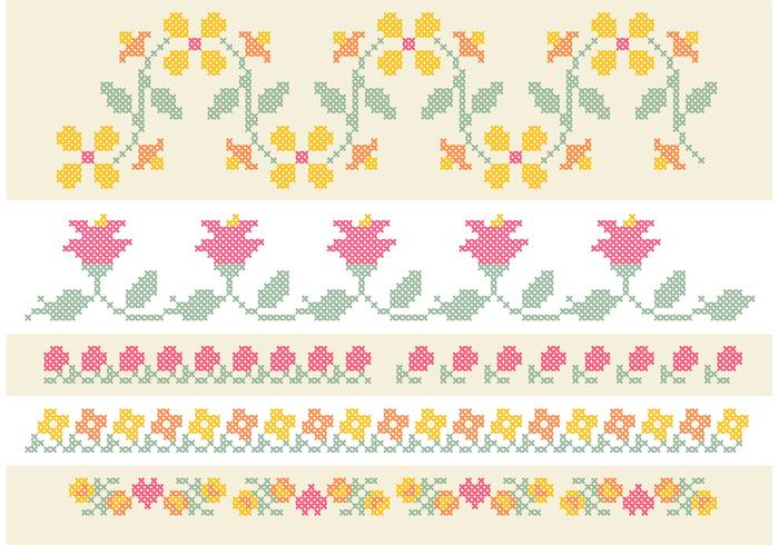 700x490 Cross Stitch Flower Border Set
