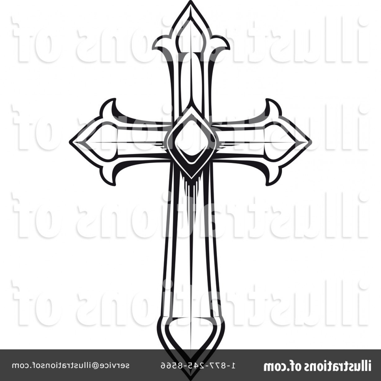 Крест контурный эскиз