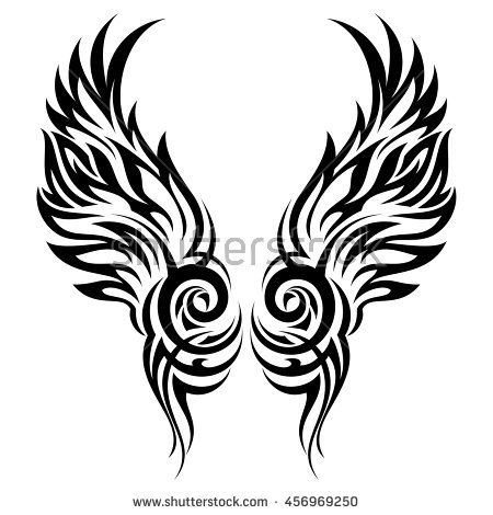 Flaming Wings Tribal Tattoo Vector Ornament Card Tribal 450x470 Flaming Wings Tribal Tattoo Vector Ornament Card Tribal