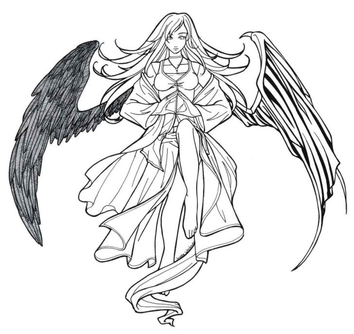 Free Angel Colouring Pages Coloring For Adults Wings Vector 728x687 Free Angel Colouring Pages Coloring For Adults Wings Vector