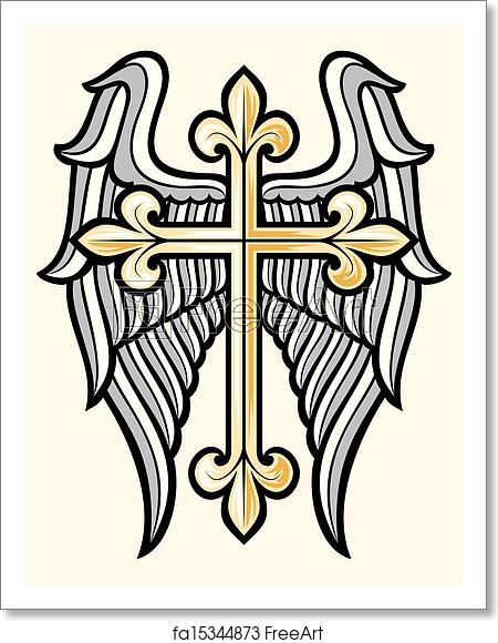 Free Art Print Of Christian Cross And Wings Vector Illustration 450x580 Free Art Print Of Christian Cross And Wings Vector Illustration