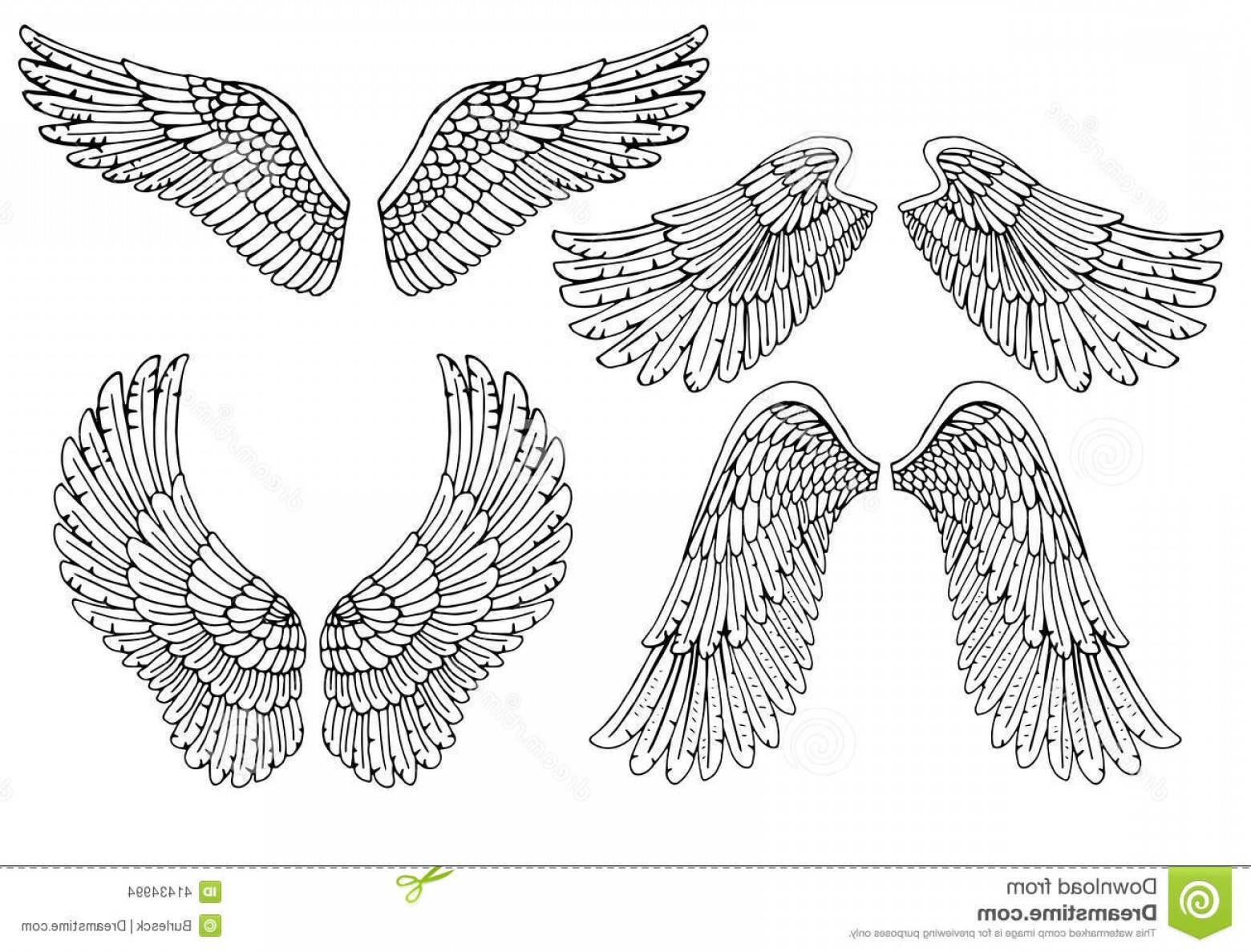 Stock Illustration Set Four Different Vector Angel Wings Black 1560x1188 Stock Illustration Set Four Different Vector Angel Wings Black
