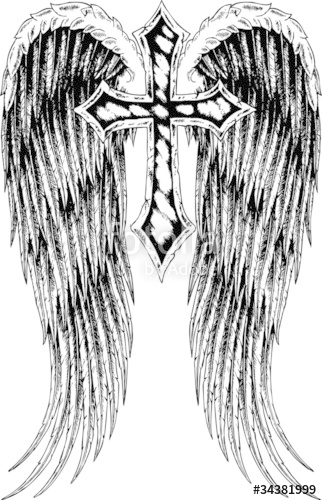 Heraldic Tribal Cross With Wing Stock Image And Royalty Free 322x500 Heraldic Tribal Cross With Wing Stock Image And Royalty Free